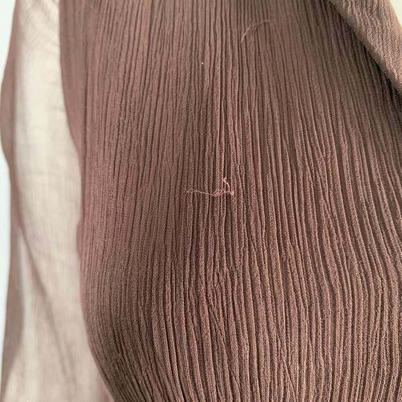 MASSIMO DUTTI Brown Viscose See Through Long Sleeve Dress - Picture 6 of 8